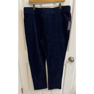 Denim & Co. Stretch Corduroy Straight-Leg Pants Navy 18W Pockets A459189​